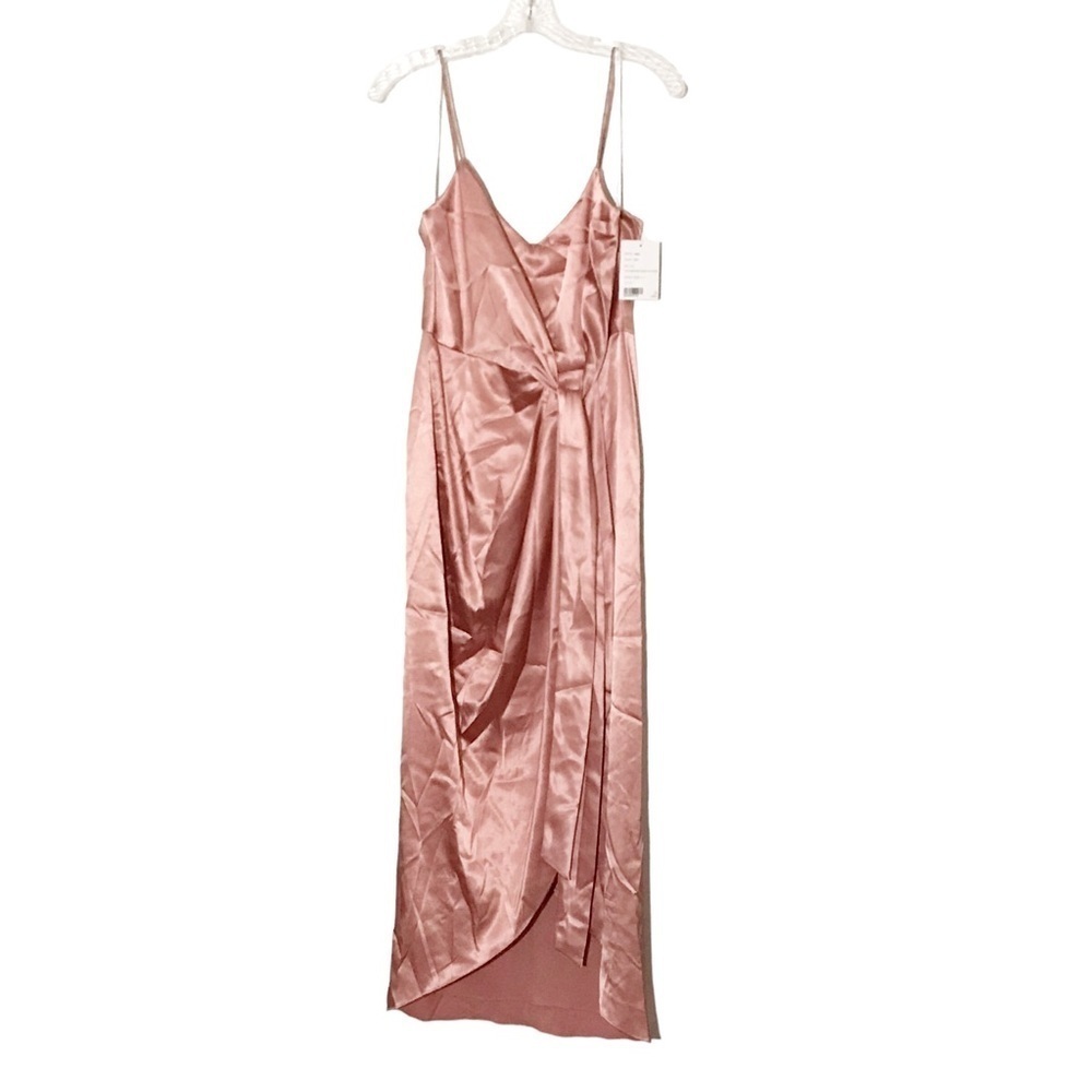After Six Halter Midi Dress With Draped Tulip Skirt in Desert Rose Size 6 nwt - Picture 3 of 9